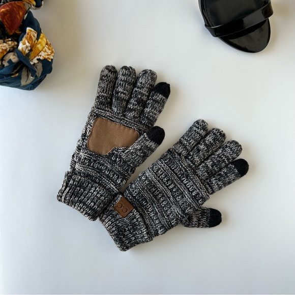 3/$20 C.C Unisex Cable Knit Inner Lined Anti-Slip Touchscreen Texting Gloves - Picture 4 of 12